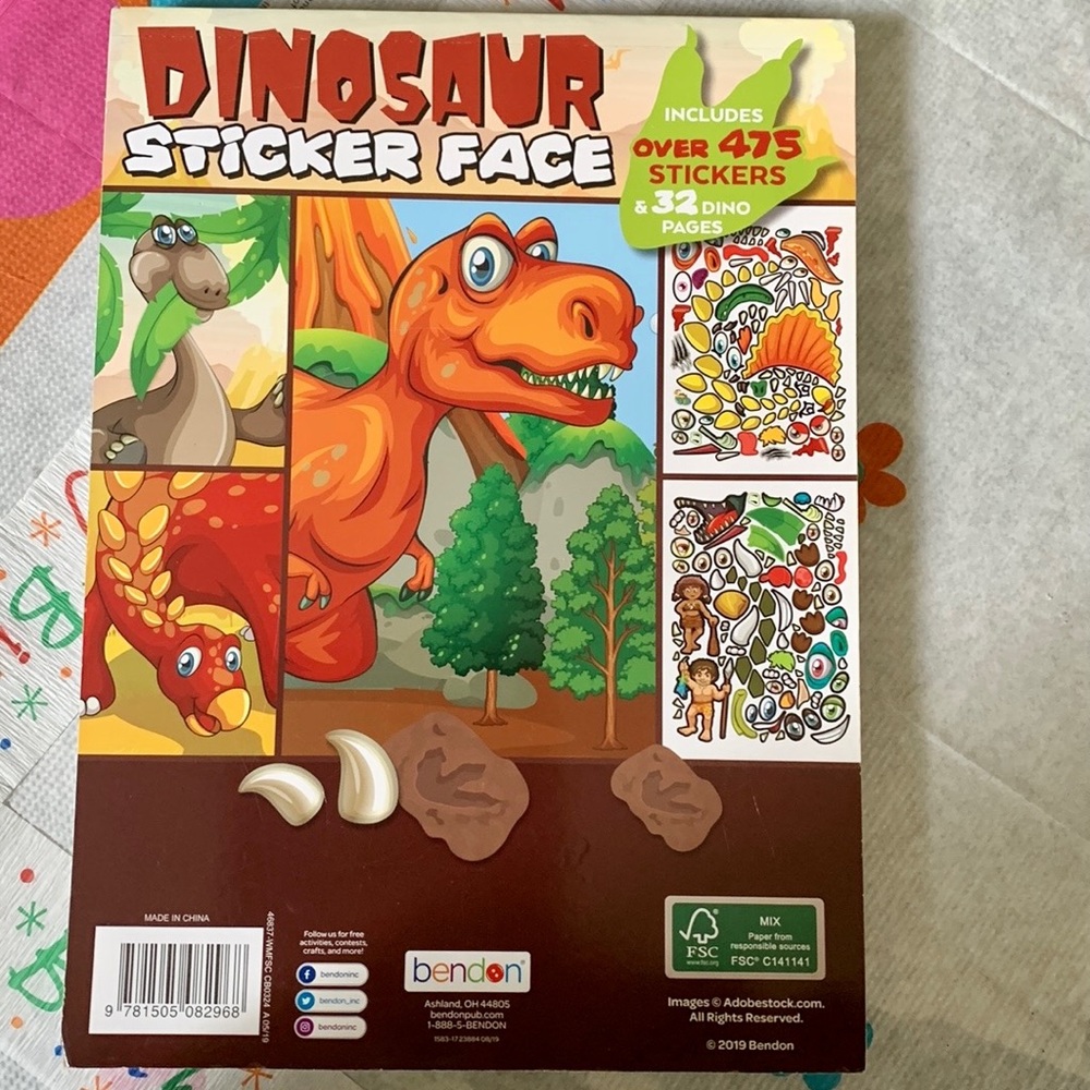 Bendon Dinosaur Create a Face Sticker Pad - Picture 7 of 9